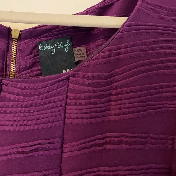 Gabby Skye Textured Purple Fit-and-Flare Dress - Picture 2 of 3